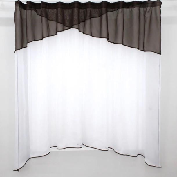 Занавеска кухонная с ламбрекеном 270х170 см Белый/Венге (00к 59-718) Занавеска кухонная с ламбрекеном 270х170 см Белый/Венге (00к 59-718)