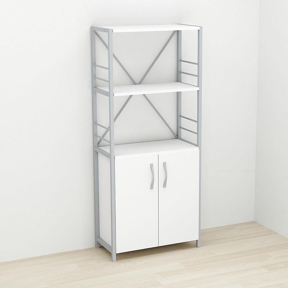 Этажерка Ferrum-decor 3/60 Коннект с тумбой 144x60x28 см Серый/Белый (FRD-104456)