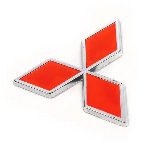 Емблема Mitsubishi 100х90 мм пластик скотч Червоний (556366)