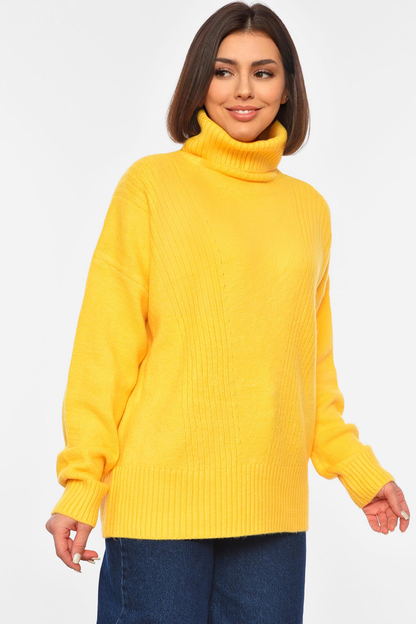 Светр жіночий напівбатальний 2XL Жовтий (192046) - фото 2 Светр жіночий напівбатальний 2XL Жовтий (192046) - фото 2