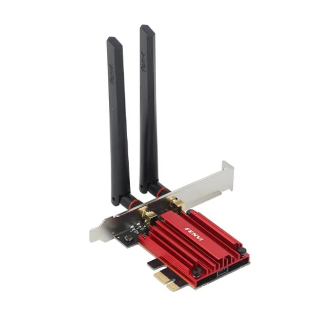Сетевая карта геймерская трехдиапазонная WiFi+Bluetooth 5.2 PCI-E Fenvi FV-AXE3000 2.4G/5G/6Ghz 5374 Mbps и 2 антенны (18840) Сетевая карта геймерская трехдиапазонная WiFi+Bluetooth 5.2 PCI-E Fenvi FV-AXE3000 2.4G/5G/6Ghz 5374 Mbps и 2 антенны (18840)