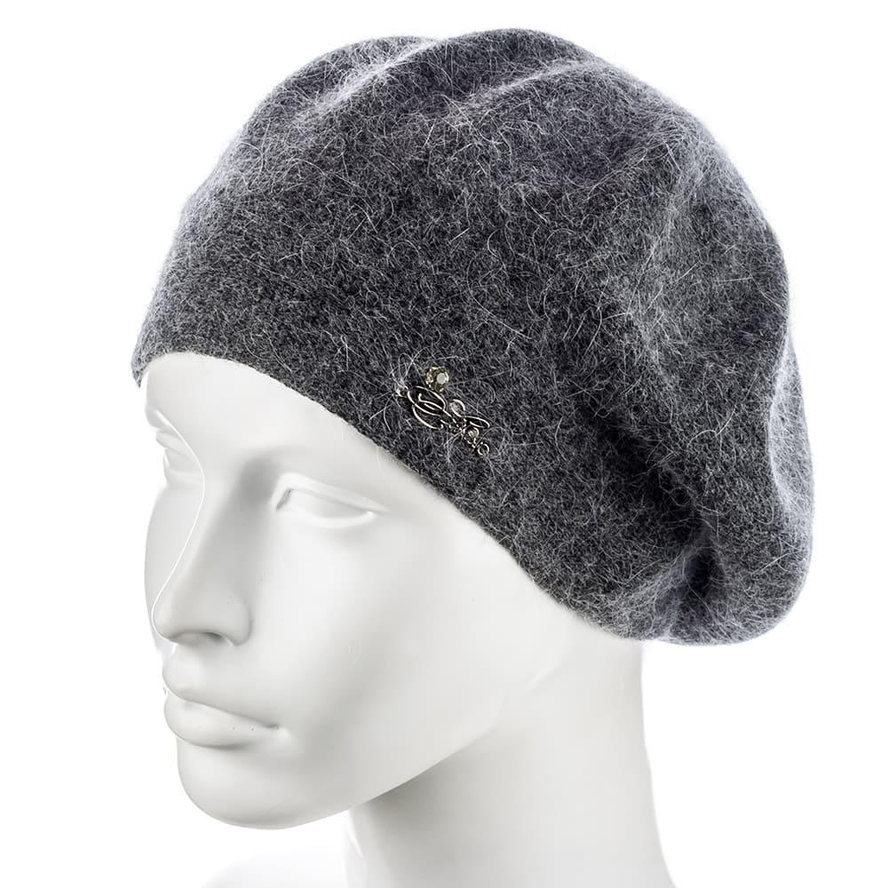 Берет женский Actrics WH774 из ангоры двойной на ножке L/57-58 Темно-серый