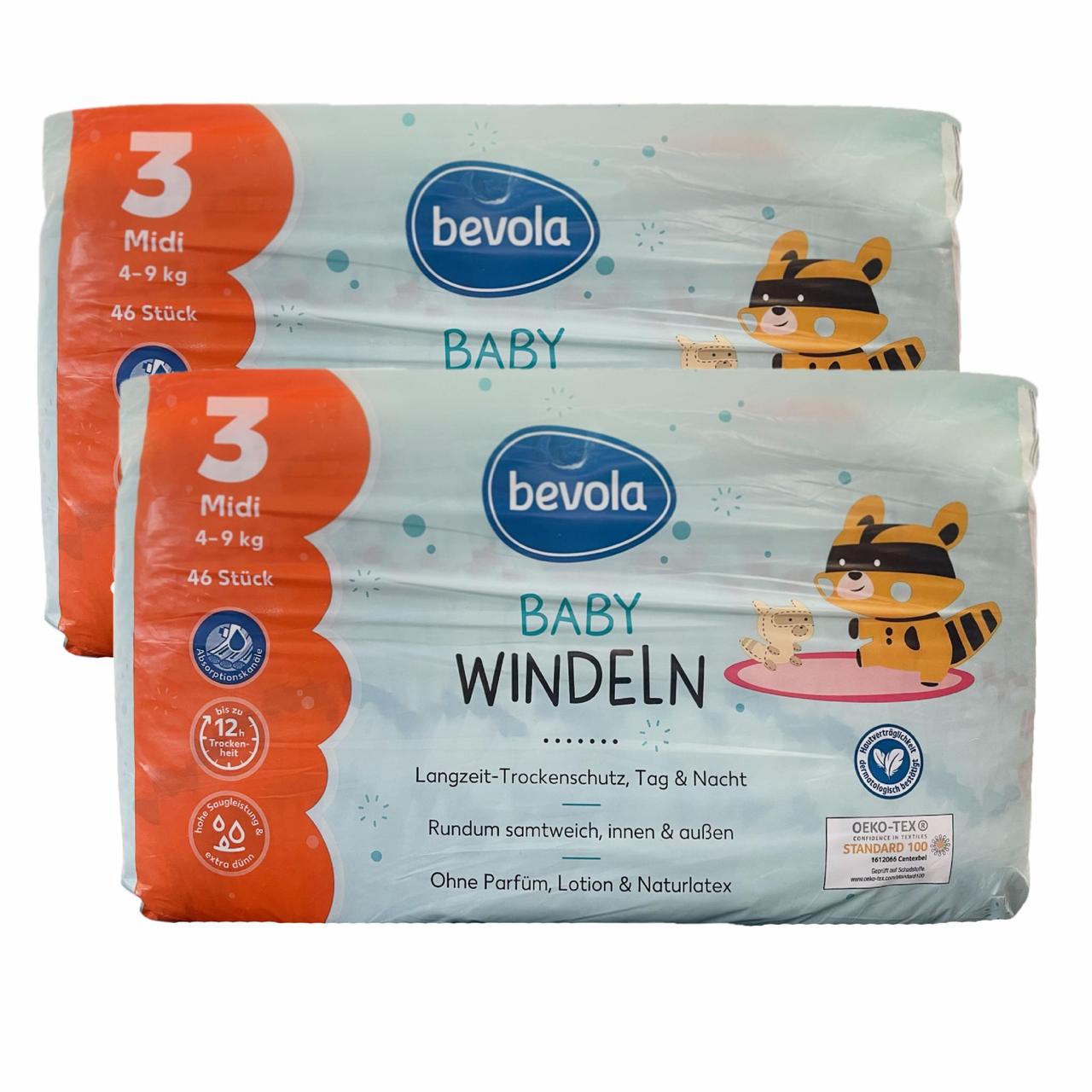 Підгузки Bevola Baby 3 Midi 4-9 кг 92 шт. (2563995538)