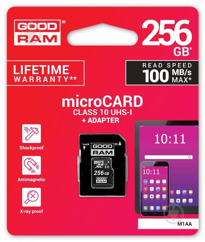 Карта пам'яті MicroSDXC 256GB UHS-I Class 10 Goodram + SD-adapter (M1AA-2560R12) - фото 4