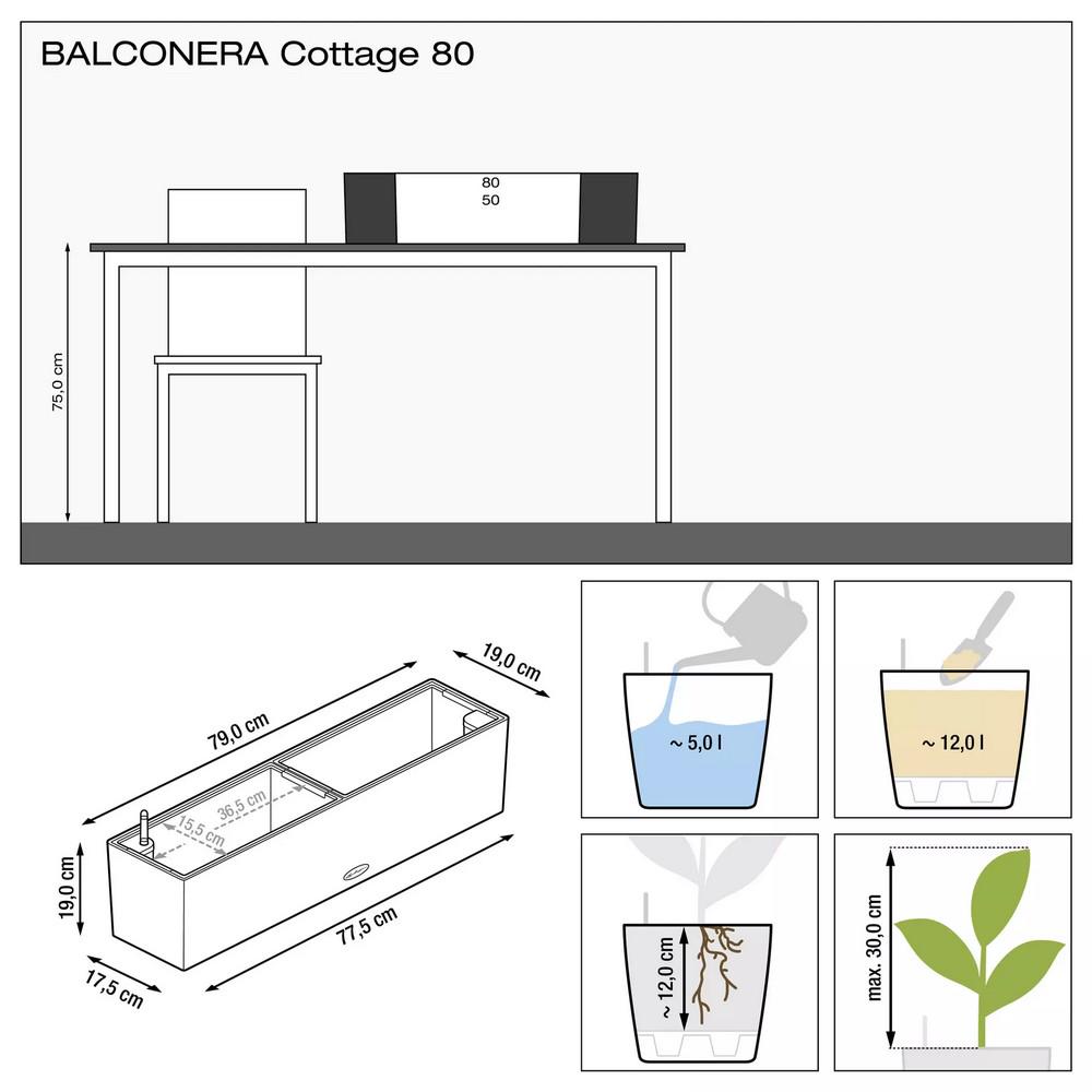 Умный вазон Lechuza Balconera Cottage 80 12 л Светло-серый (15457) - фото 3