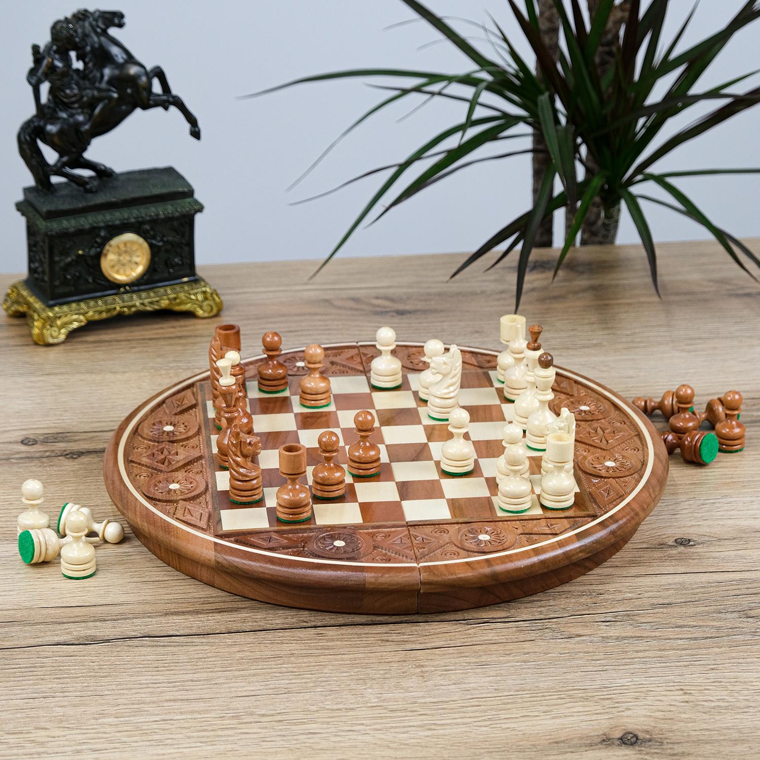 Шахи дерев'яні круглі Елегантні вишня 350х350 мм (СН 100-2) Шахи дерев'яні круглі Елегантні вишня 350х350 мм (СН 100-2)