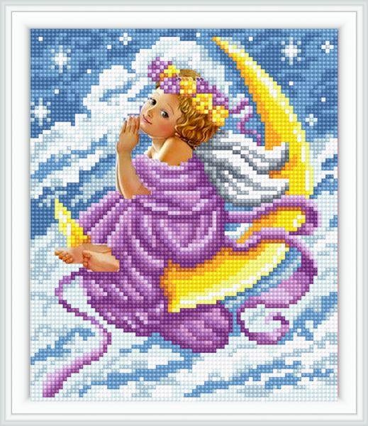 Алмазная мозаика Ангелочек на луне 19х23 см (1878039210)
