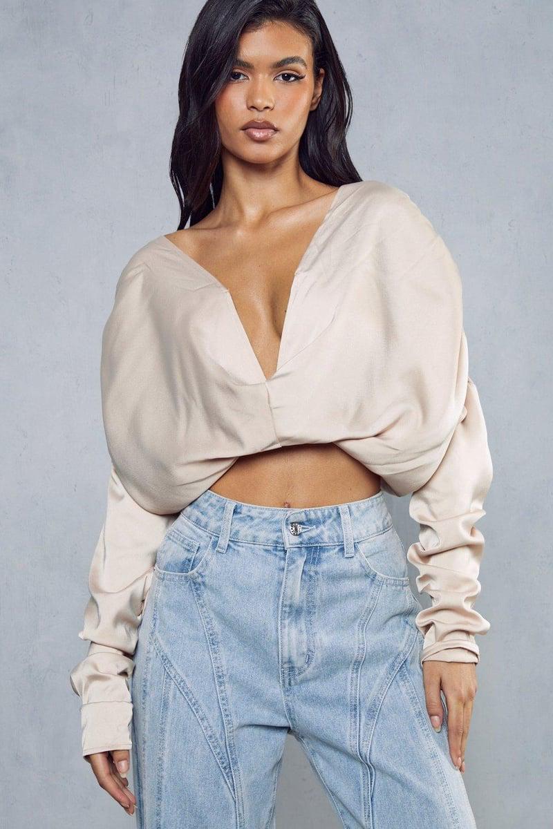 Блуза MISSPAP укороченная с вырезом 5XL Бежевый (6196952) - фото 4 Блуза MISSPAP укороченная с вырезом 5XL Бежевый (6196952) - фото 4