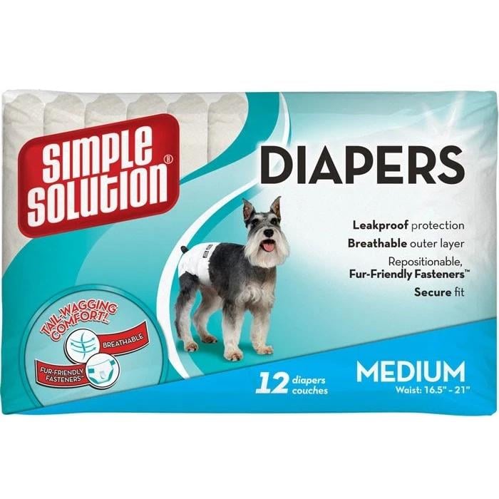 Подгузники гигиенические Simple Solution Disposable Diapers Medium для собак 12 шт. (ss10584) Подгузники гигиенические Simple Solution Disposable Diapers Medium для собак 12 шт. (ss10584)