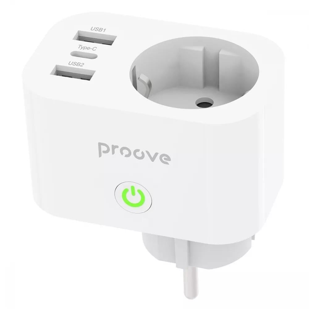 Смарт‑розетка Proove PD‑02 PSRP20210002 Bluetooth/Wi‑Fi USB QC3.0/PD3.0 через Type‑C 16 A 3,68kW EU (621189)
