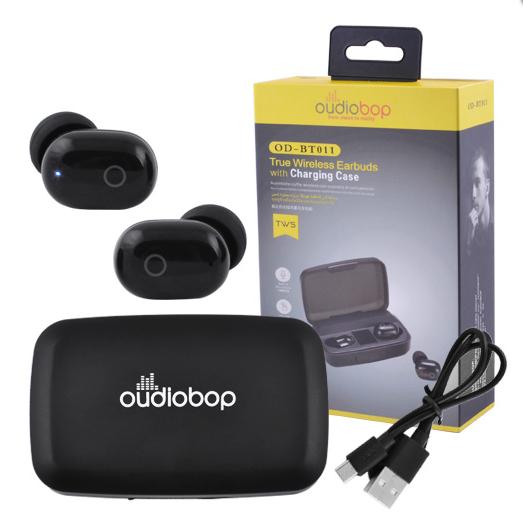 Наушники беспроводные OudioBop OD-BT011 TWS Bluetooth с зарядным кейсом Black
