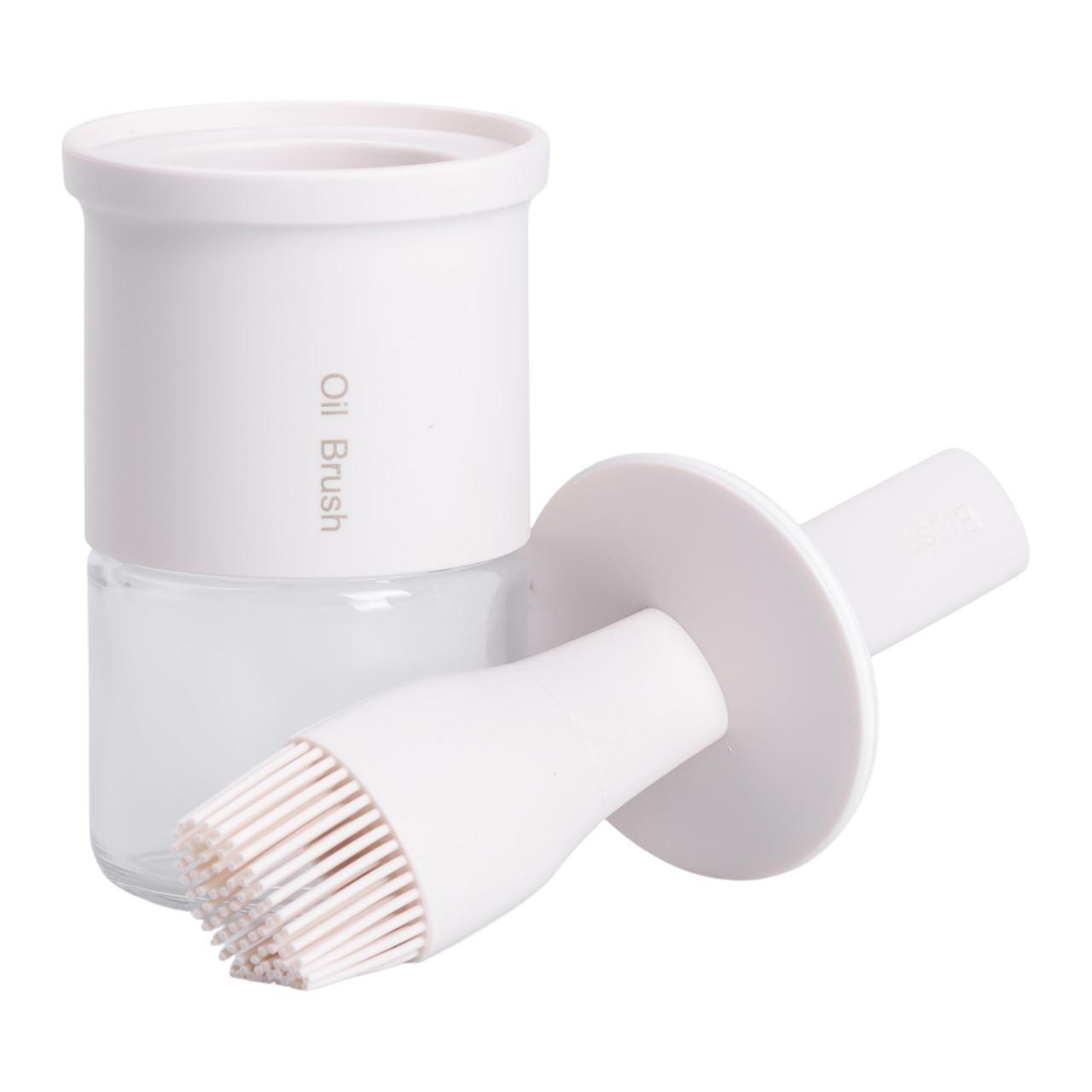 Банка для оливкового подсолнечного масла с кисточкой 300 мл Белый (HP-34-11W)