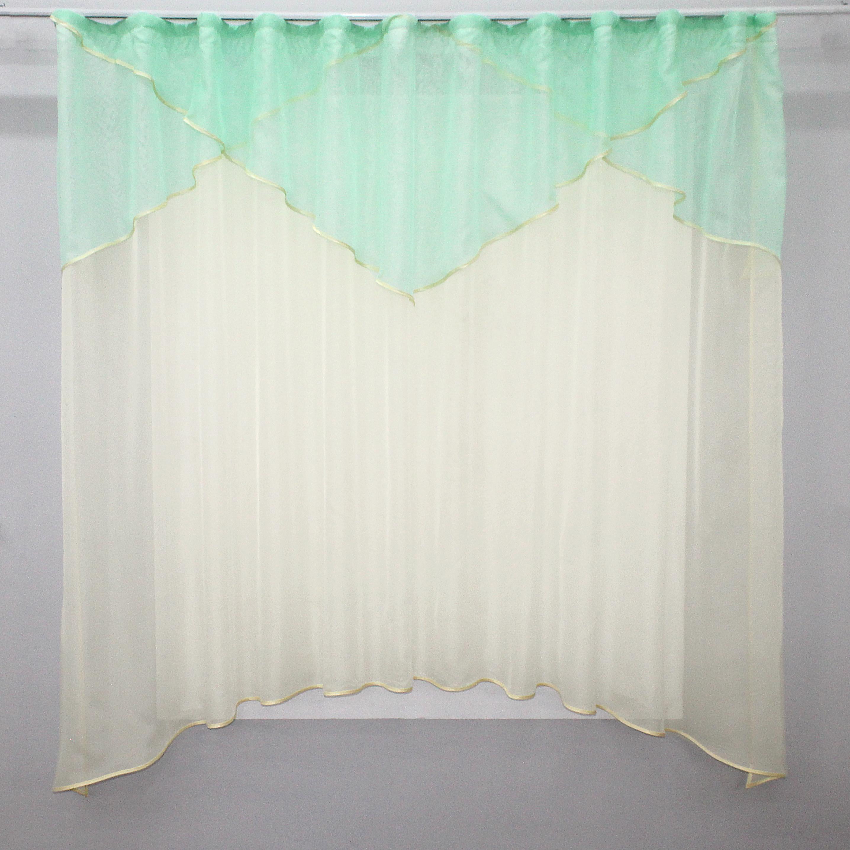 Гардина арка на кухню VR-Textil № 025к м 280х170 см Салатовый/Белый (52-0313)