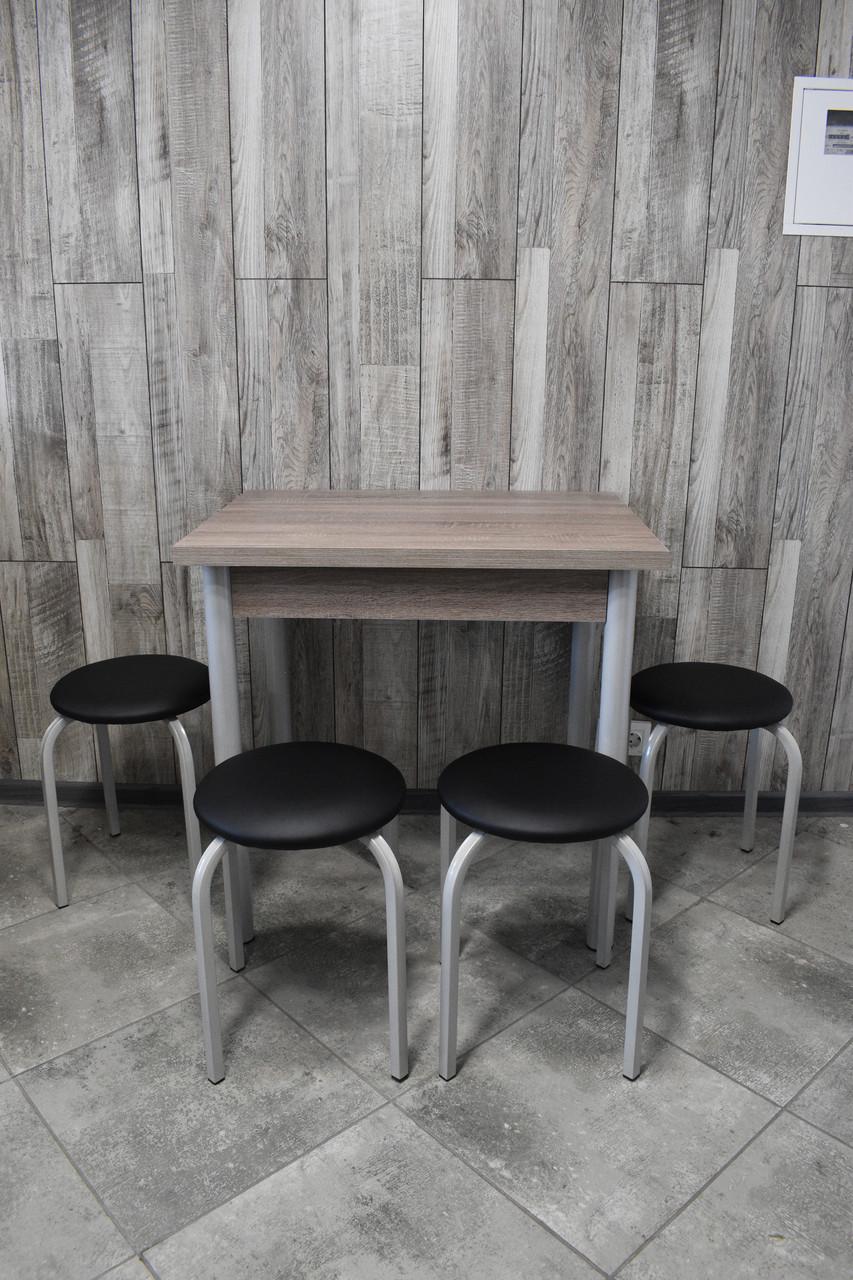 Кухонний комплект Оскар стіл розкладний/табурети 4 шт. Стандарт в сірому корпусі 60х80/80х120х75 см Трюфель/Чорний (28374967)