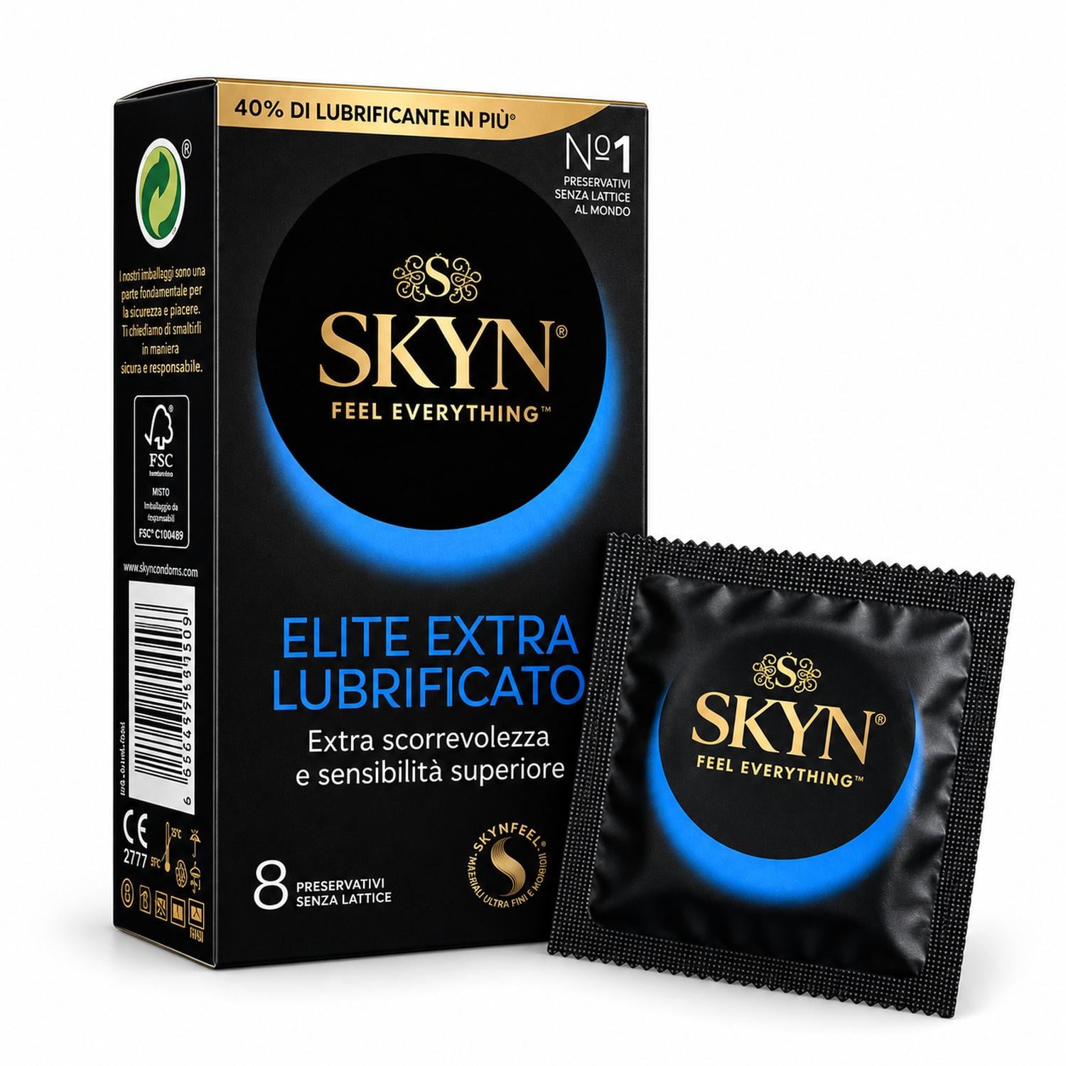 Презервативы SKYN Extra Lube безлатексные полиизопреновые с дополнительной смазкой 8 шт. (3037408591)