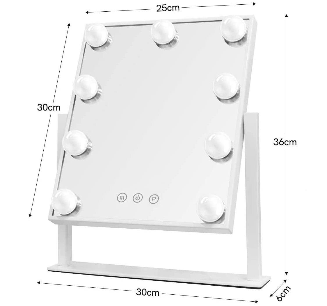 Дзеркало для макіяжу Hollywood Mirror з LED підсвіткою гримерне настільне 9 ламп біле (MRY-15) - фото 2