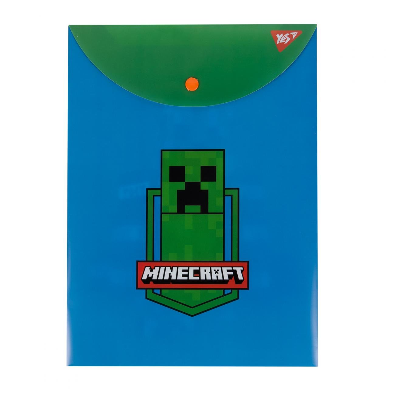 Папка-конверт Yes Minecraft А4 на кнопке Голубой (492078)