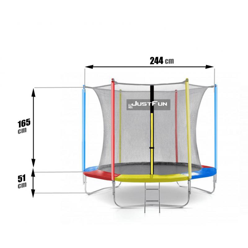 Батут Just Fun с сеткой 244 см + лестница Multicolor - фото 2