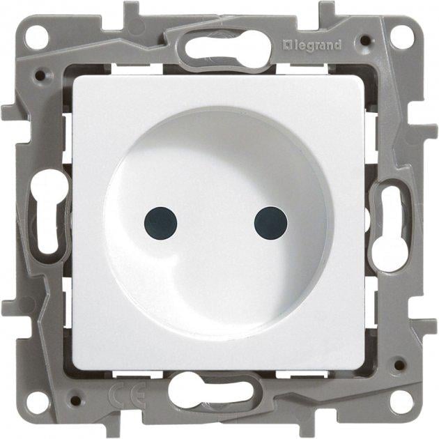Розетка 220В Legrand 672220 Etika пластиковая без заземления без защитной крышки без шторок для врезного монтажа Белый