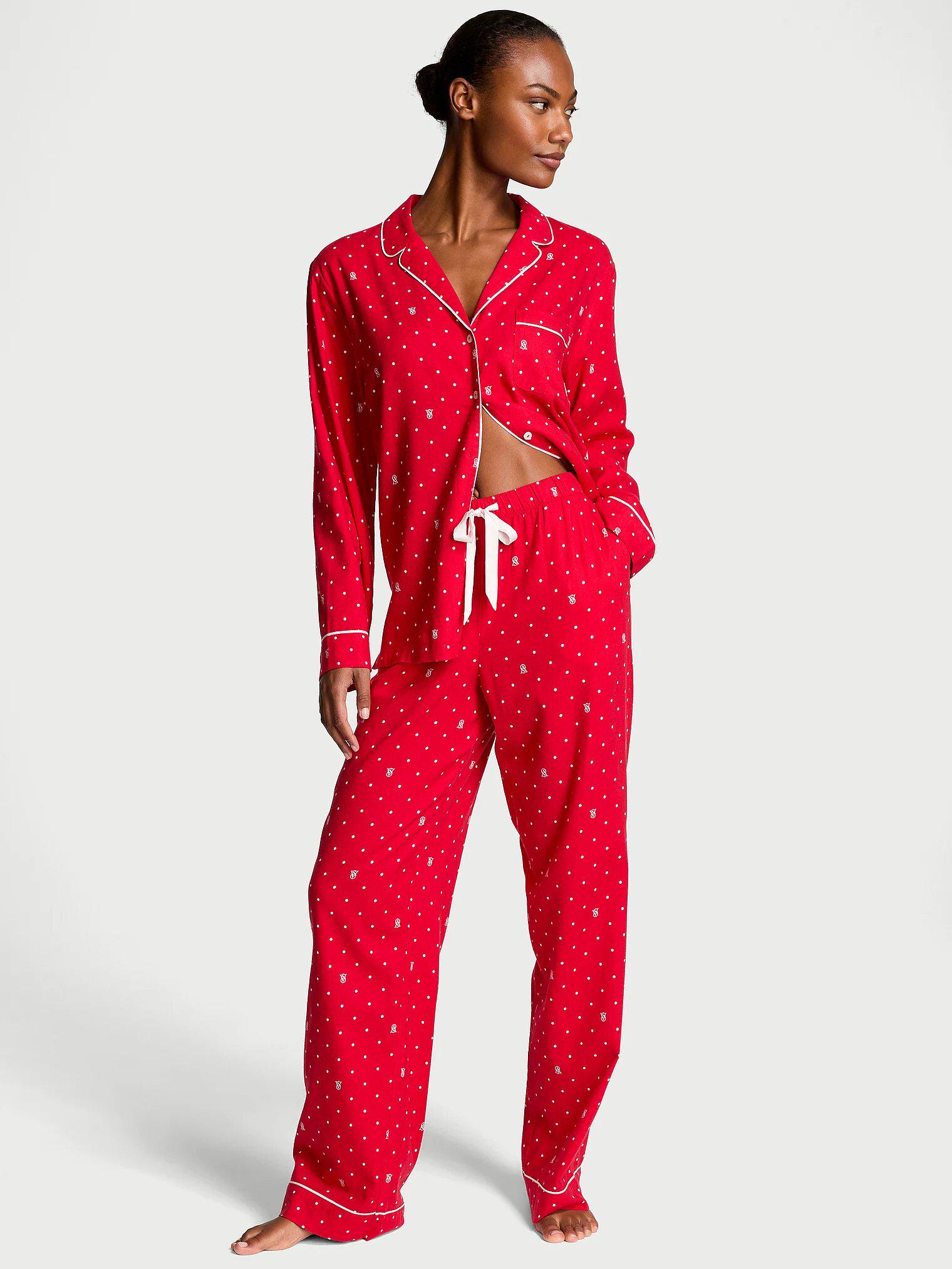 Пижама фланелевая Victoriaʼs Secret Flannel Regular Pajama Set S Красный (VS-029)