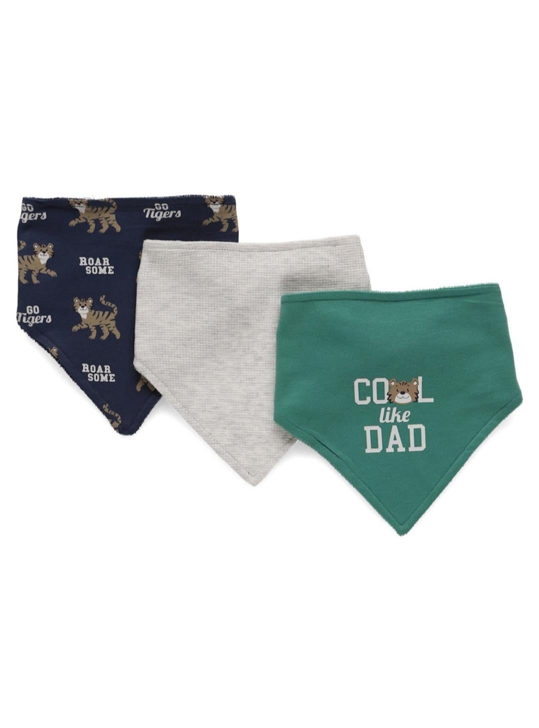 Набір слинявчиків C&A One Size 3 шт. Зелений/Сірий/Темно-синій (26031494)