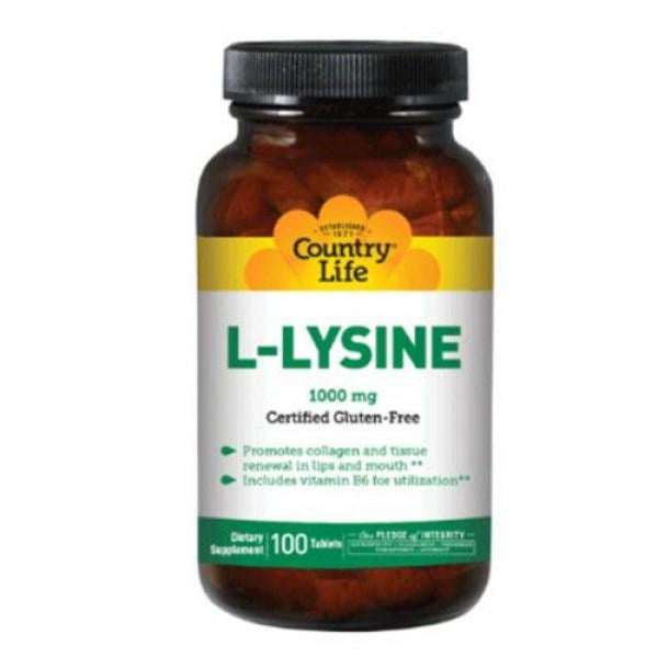 Аминокислота L-лизин Country Life L-Lysine 1000 mg 100 tablets