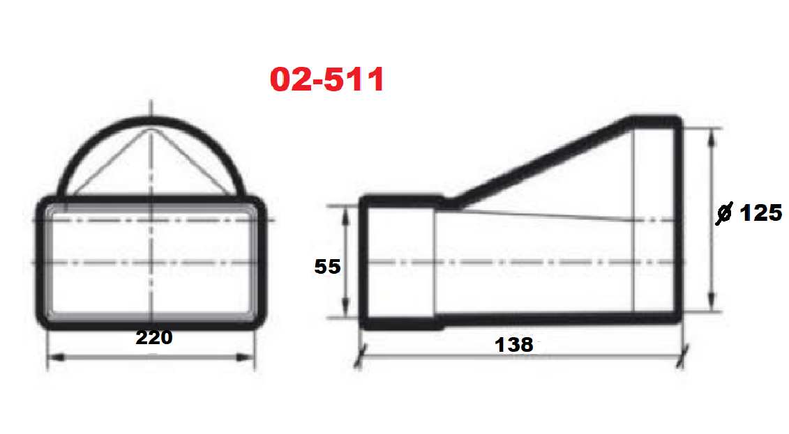 З'єднувач змінного перерізу AirRoxy на прямокутний переріз d 125 мм 220x55 мм (02-511) - фото 3