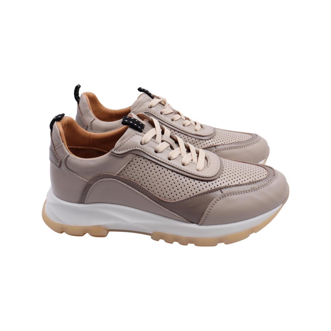 Кроссовки женские Aquamarin из кожи р. 38 Бежевый (2097-22DTSP)