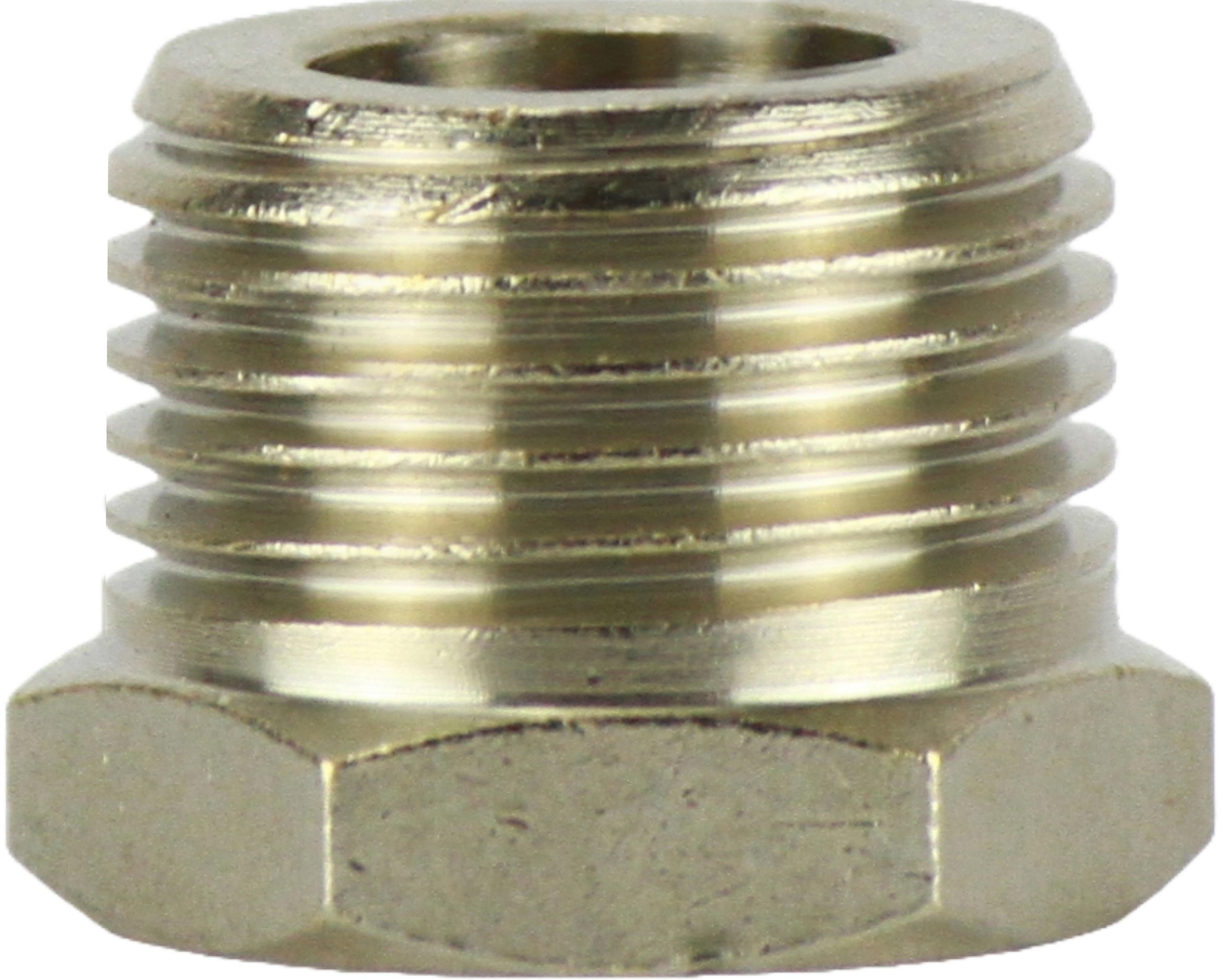 Адаптер-футорка прямой латунный цилиндрическая резьба наружная G 1/4" M x внутренняя G 1/8" F (PF50300402)