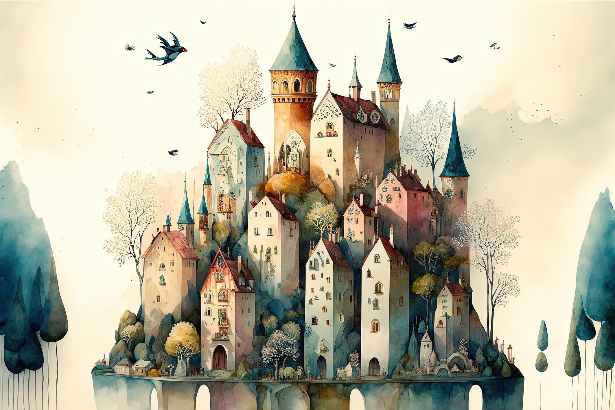 Фотообои флизелиновые Upstream Город из сказки 190х285 см (S5KID-052/4)