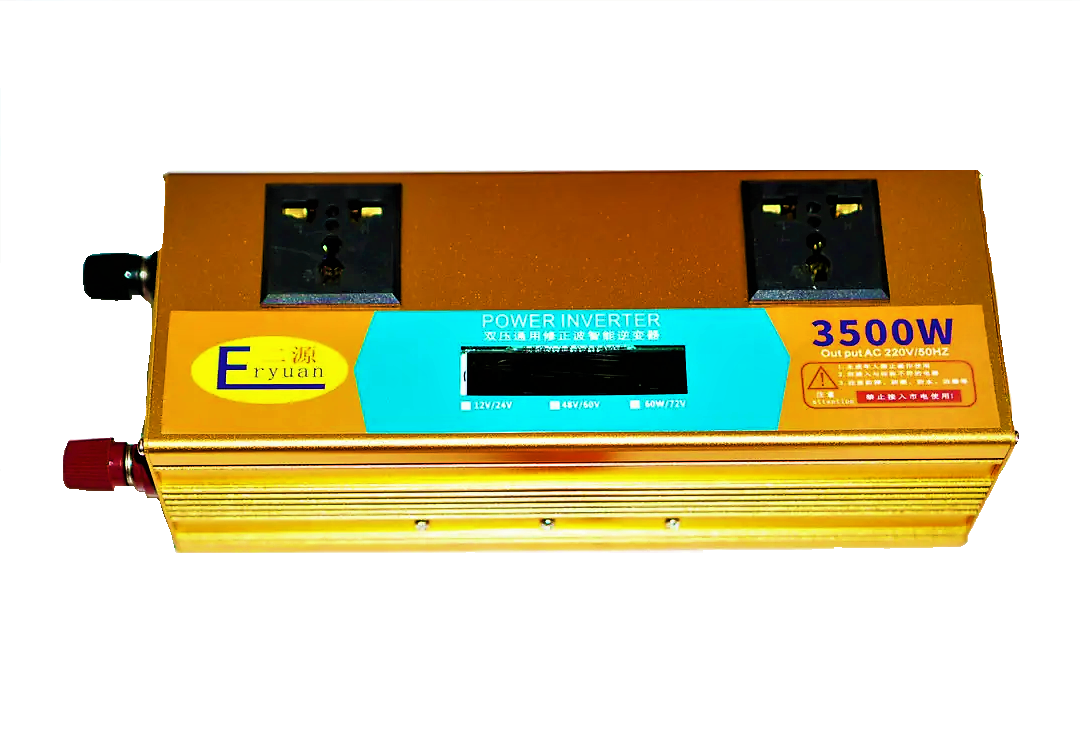 Інвертор автомобільний ERYUAN 12 V-220 V 3500W LCD Gold