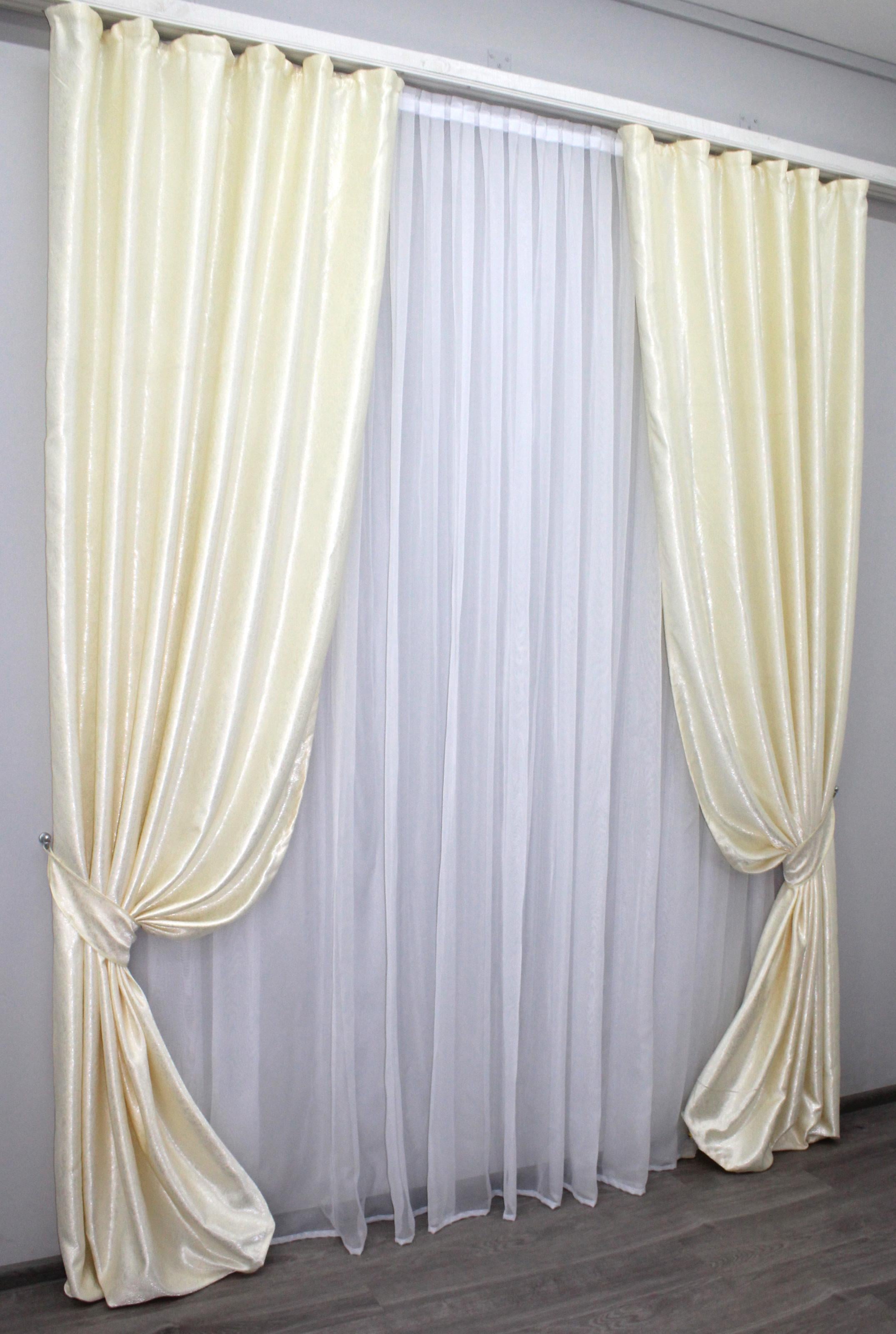 Комплект штор VR-Textil Софт Люкс №925ш 100х275 см 2 шт. Молочный (31-281)