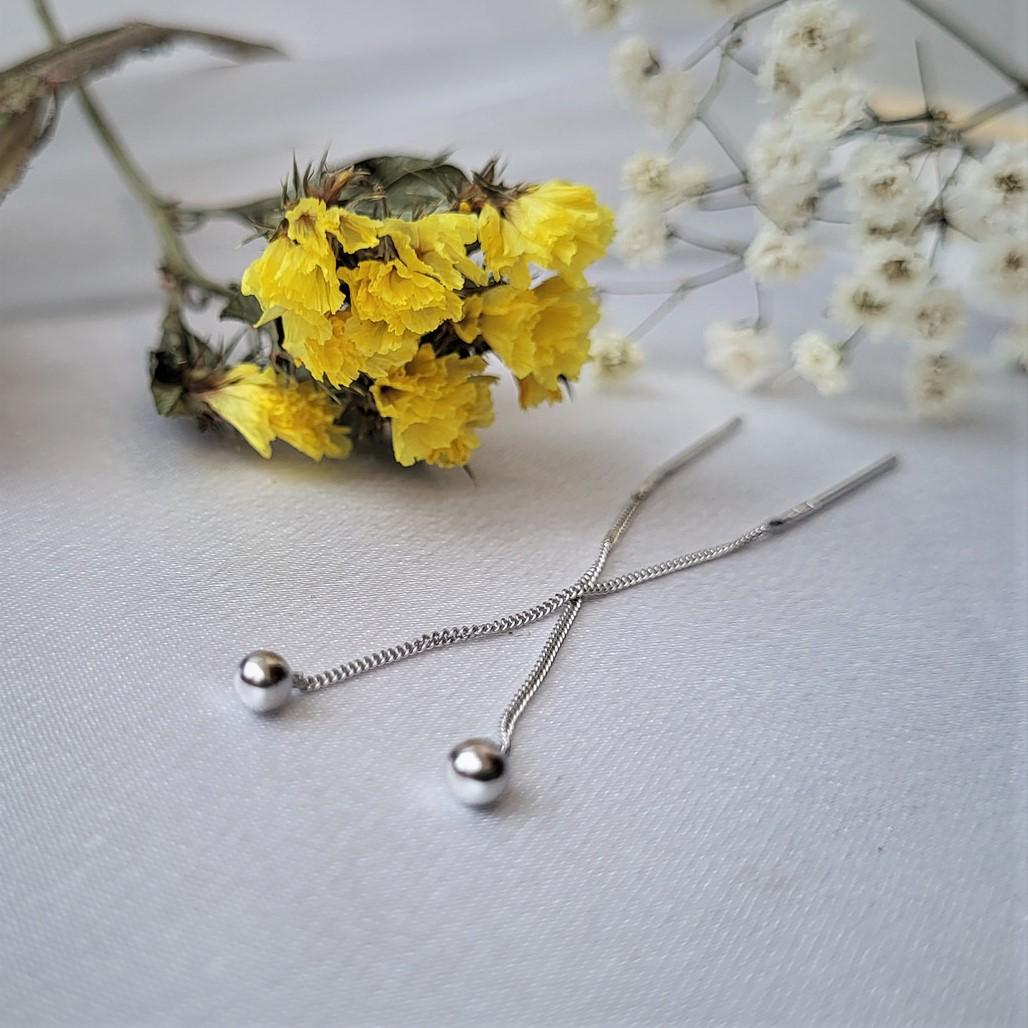 Серьги из серебра Шарики без камней серебро 925 проба покрыто родием 1,20 г (5422/1р)