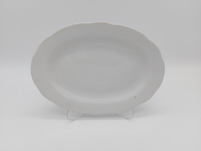 Блюдо овальное Гладь сервировочное с волнистым краем керамическое 25,5x18,5 см Белый (438593491)