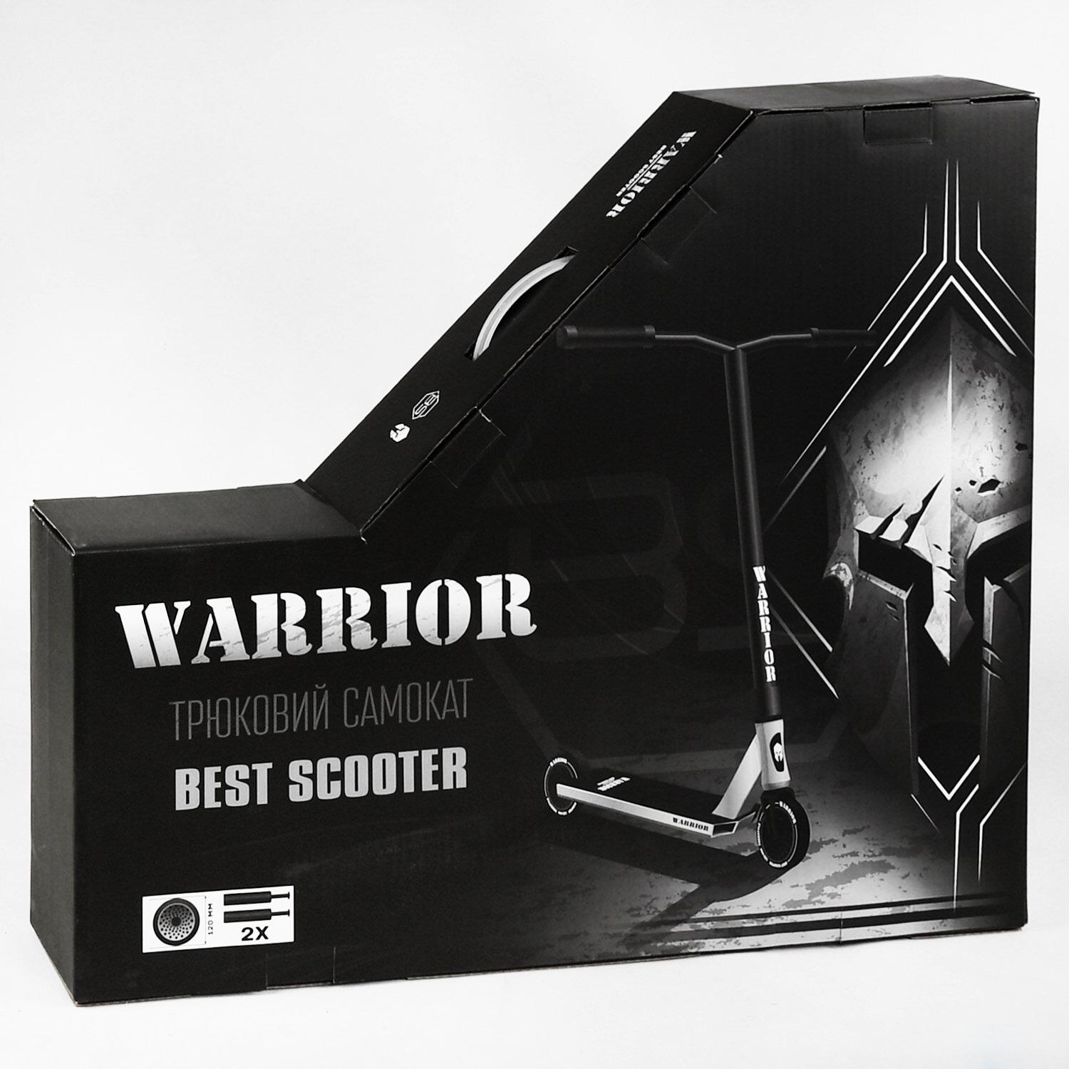 Самокат трюковий Warrior Hic-система пеги алюмінієвий диск/дека колеса PU Black/White (112764) - фото 13