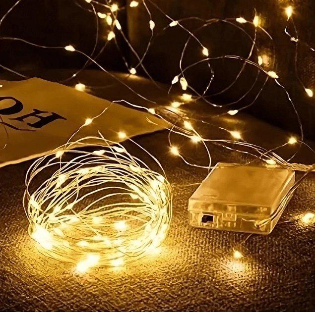 Гірлянда-нитка Light Краплі роси на батарейках/USB 100 led 10 м Тепле світло (953563) - фото 2