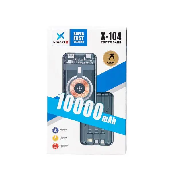 Повербанк с беспроводной зарядкой USB-С/USB-A/microUSB/Apple Lightning 3 шнура в комплекте 10000 mAh - фото 5