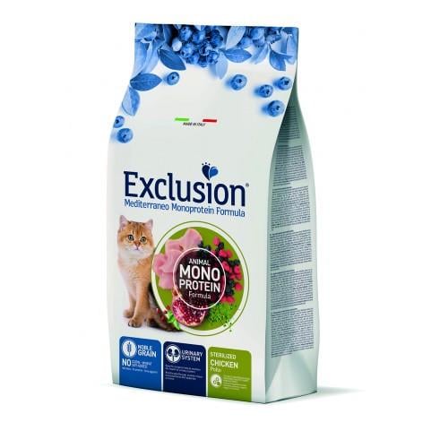 Сухой монопротеиновый корм для взрослых стерилизованных кошек Exclusion Cat Sterilized Chicken с курицей 300 г