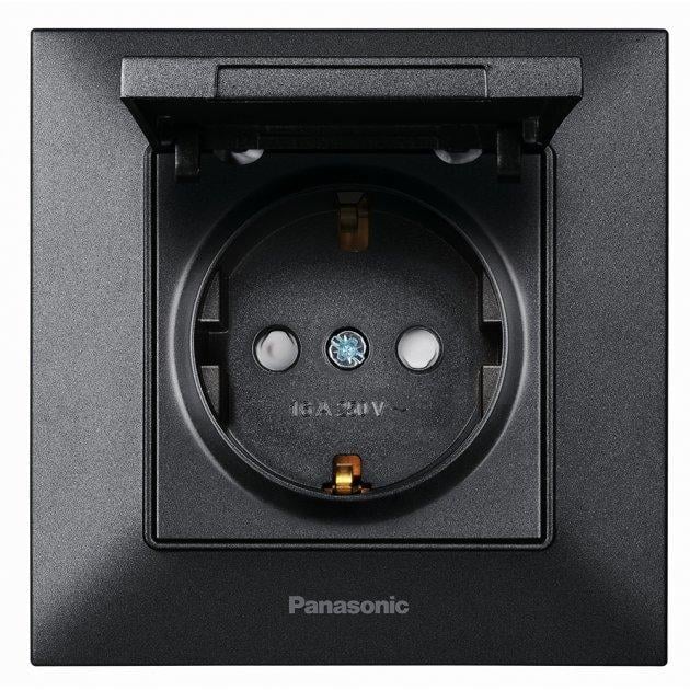 Комп'ютерна розетка Panasonic Arkedia Slim з кришкою шторками та заземленням (17851-е)