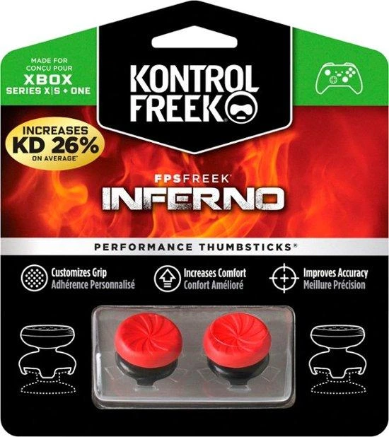 Накладки на стики KontrolFreek FPS Freek Inferno Updated для Xbox Series X/S/Xbox One, High-Rise + Mid-Rise 2 шт. Красный