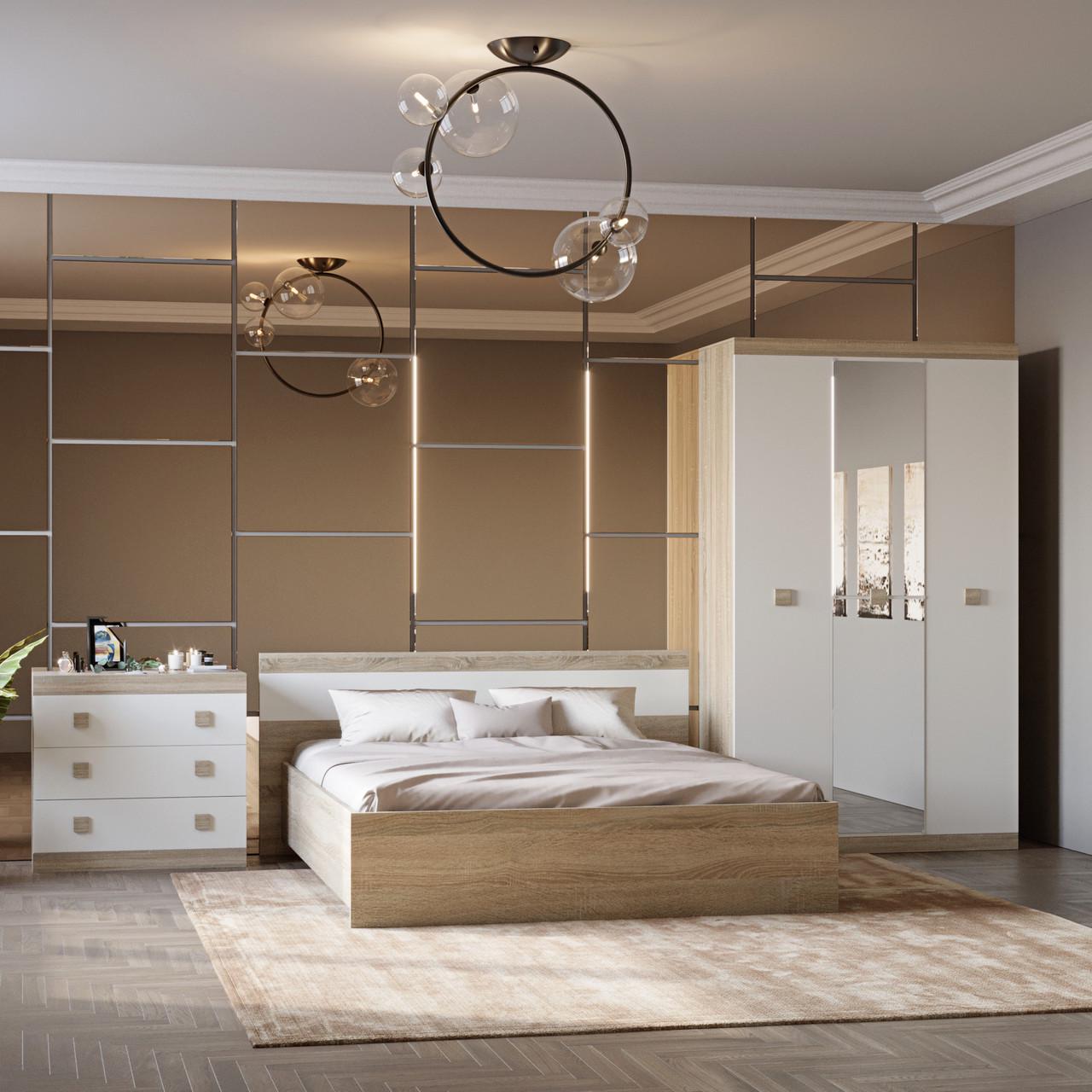 Спальня Соната Еверест Комплект 13 модульна 3 елементи Дуб сонома/Білий (DTM-2618) - фото 2 Спальня Соната Еверест Комплект 13 модульна 3 елементи Дуб сонома/Білий (DTM-2618) - фото 2