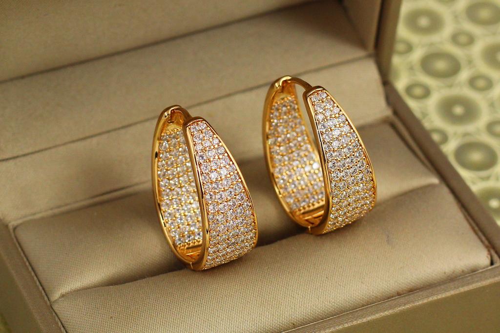 Серьги кольца Хuping Jewelry Сияние Олимпа 2,5 см Золотистый (33540107)