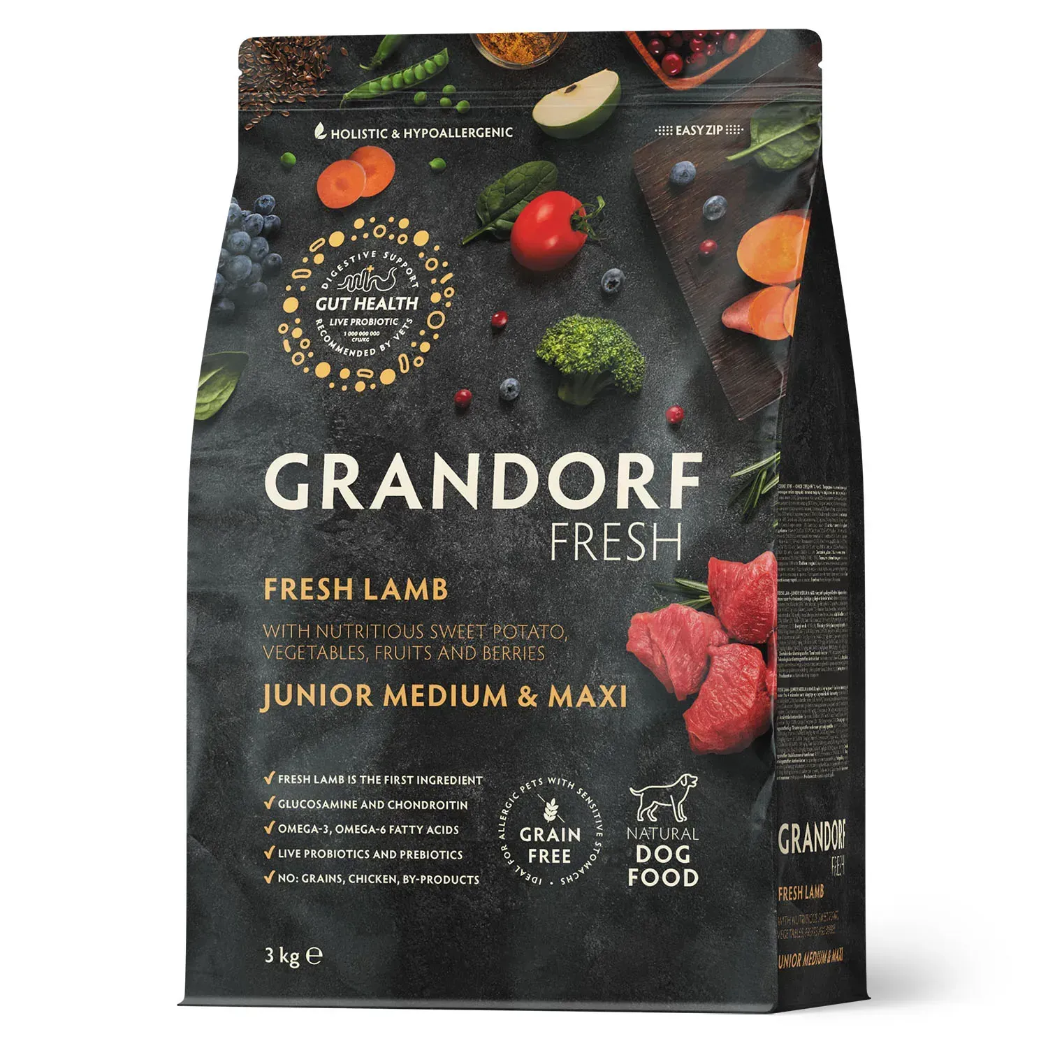 Корм сухой для собак юниоров средних/крупных пород Grandorf FRESH LAMB&SWEET POTATO JUNIOR с ягненком и бататом 3 кг (26911834)