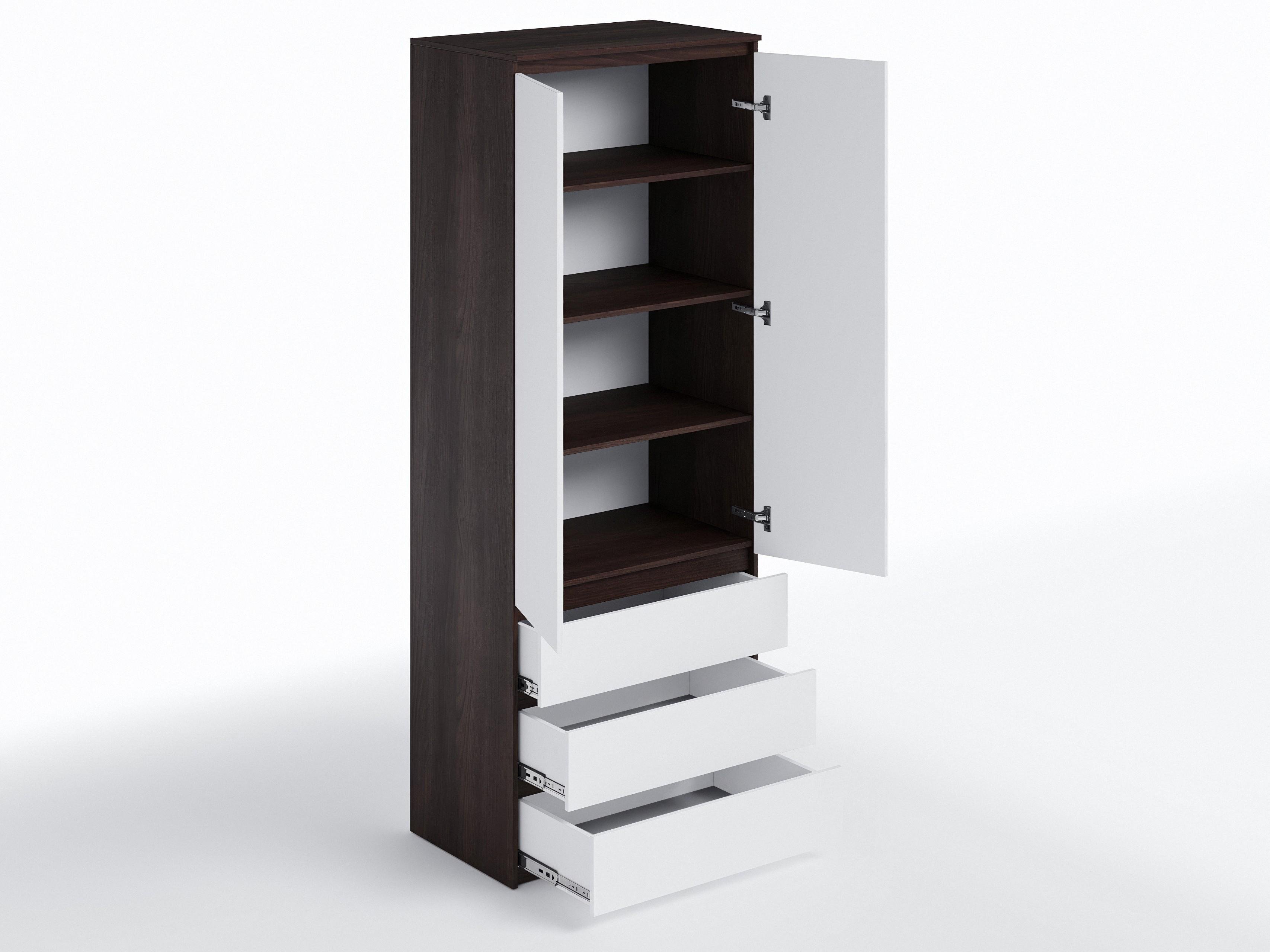 Шафа з полицями та шухлядами T-210 803х502х2117 мм Венге темний/Білий - фото 2