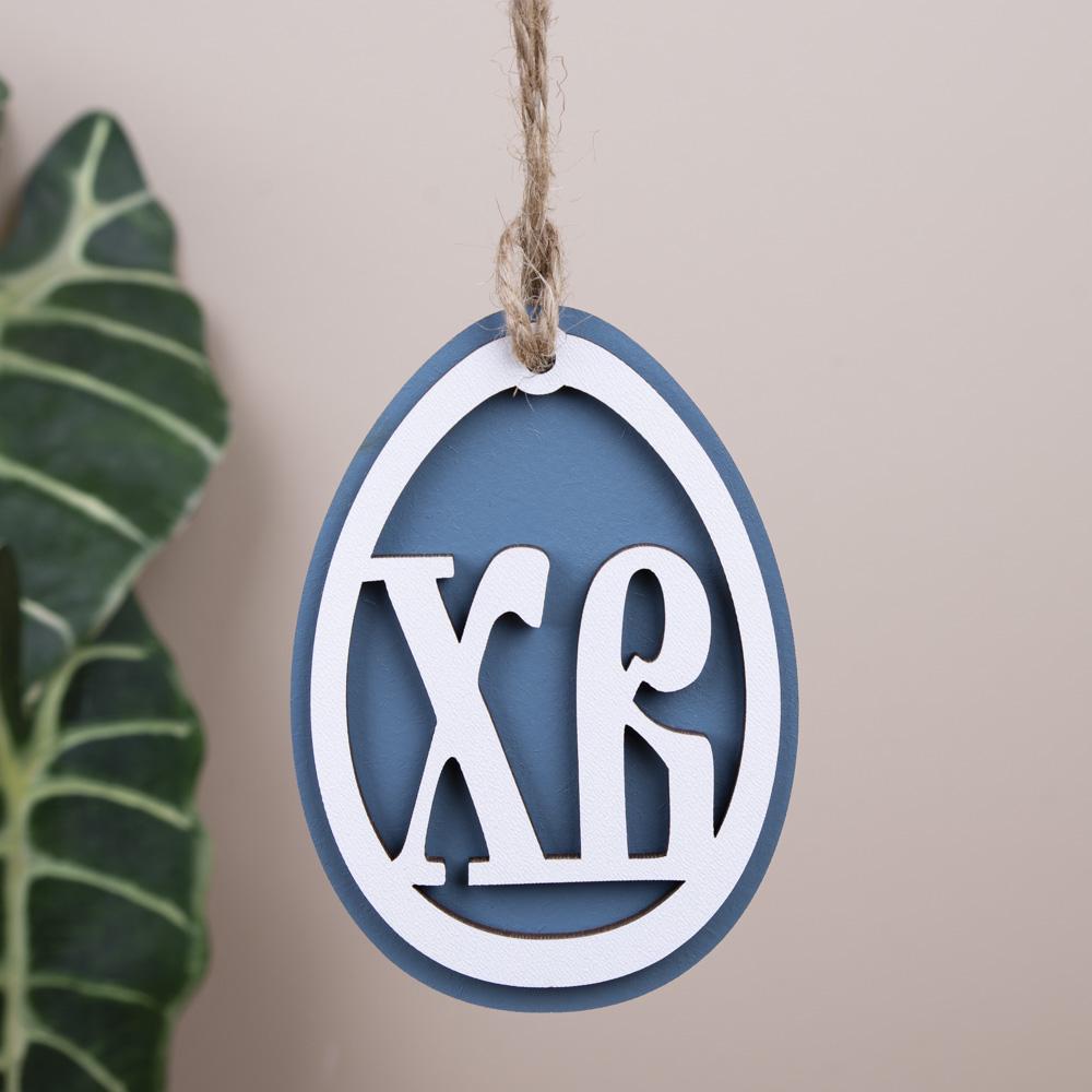 Подвеска яйцо с голубым фоном (1685-3)