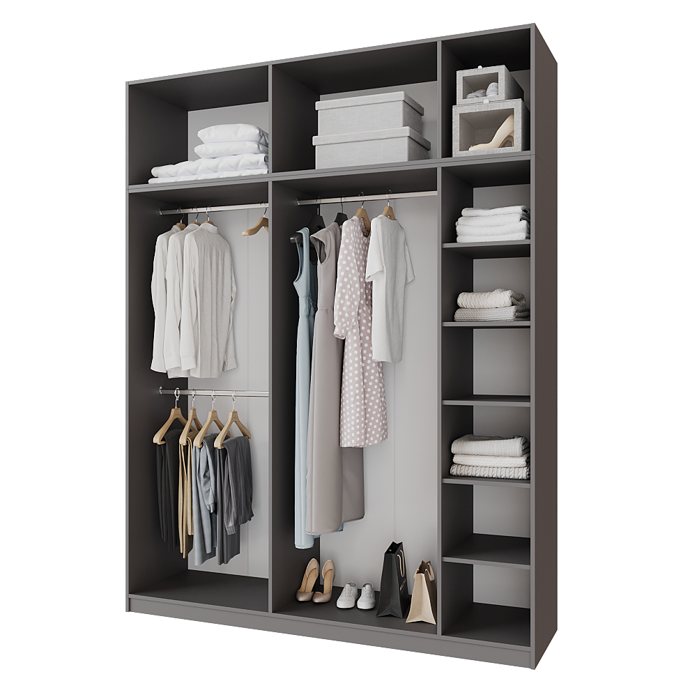 Шафа розпашна з антресолью Меблітренд Чиназес Чиа-2000.4 2000х500х2450 мм Графітовий/Білий (26862392) - фото 3 Шафа розпашна з антресолью Меблітренд Чиназес Чиа-2000.4 2000х500х2450 мм Графітовий/Білий (26862392) - фото 3