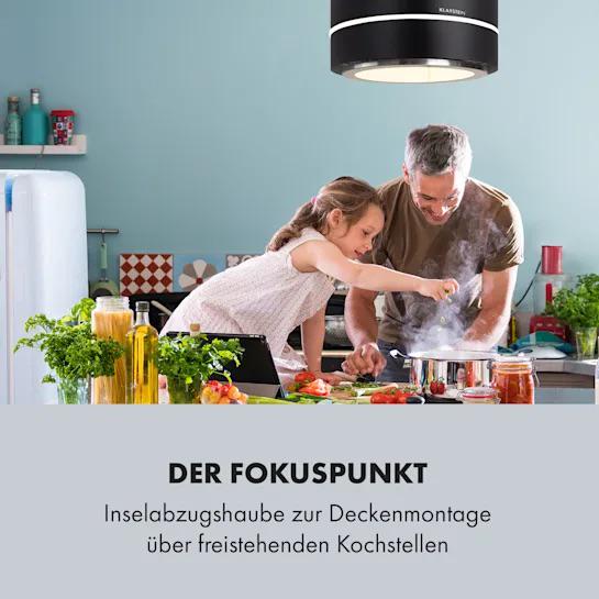 Вытяжка кухонная островная Klarstein Tron Ambience рециркуляция LED d 38 см 540 м3 ч Черный - фото 8