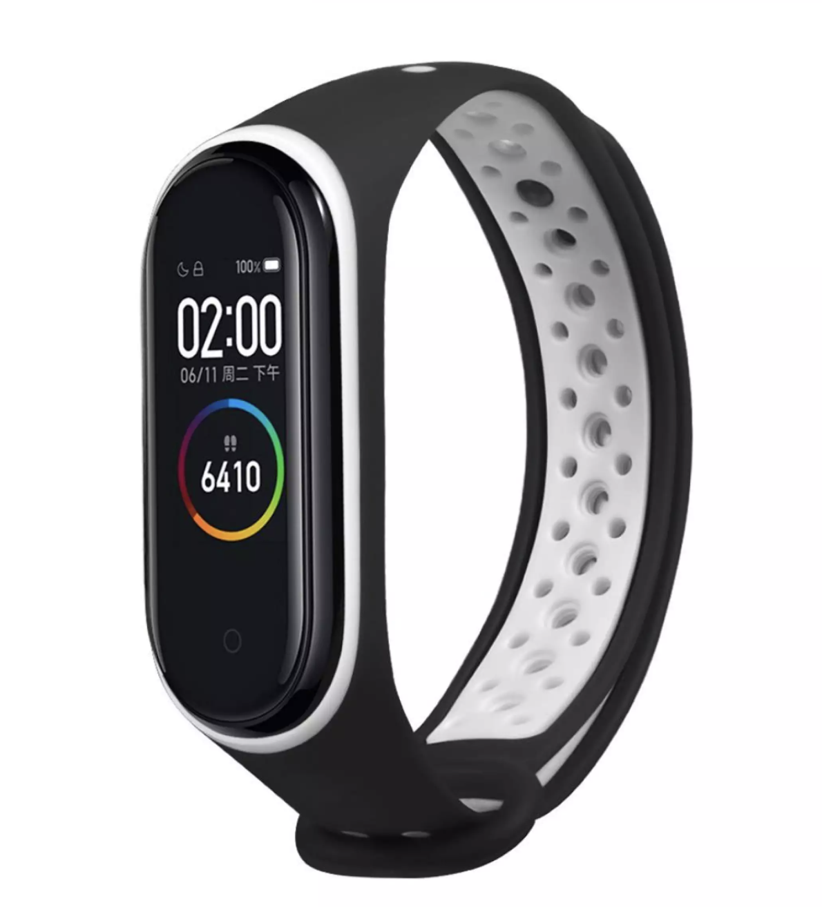 Ремешок для фитнес браслета Xiaomi Mi Band 4/3 Черный/Белый