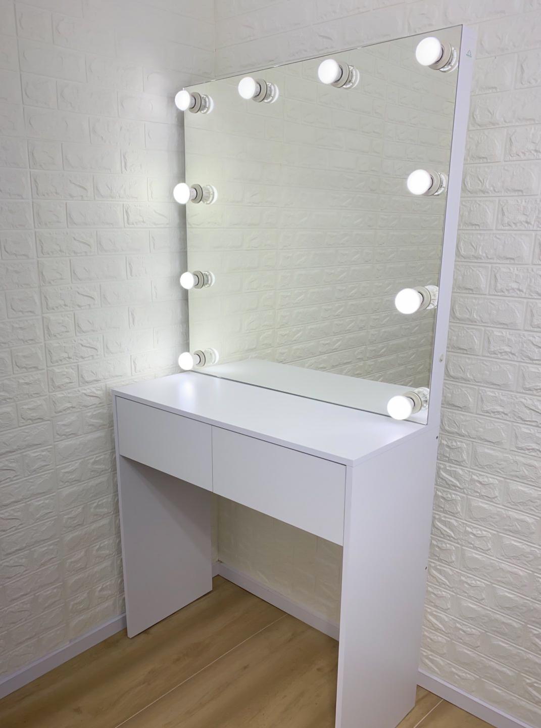 Туалетний столик ST2B-900 з лампочками 900x400x1800 мм Білий