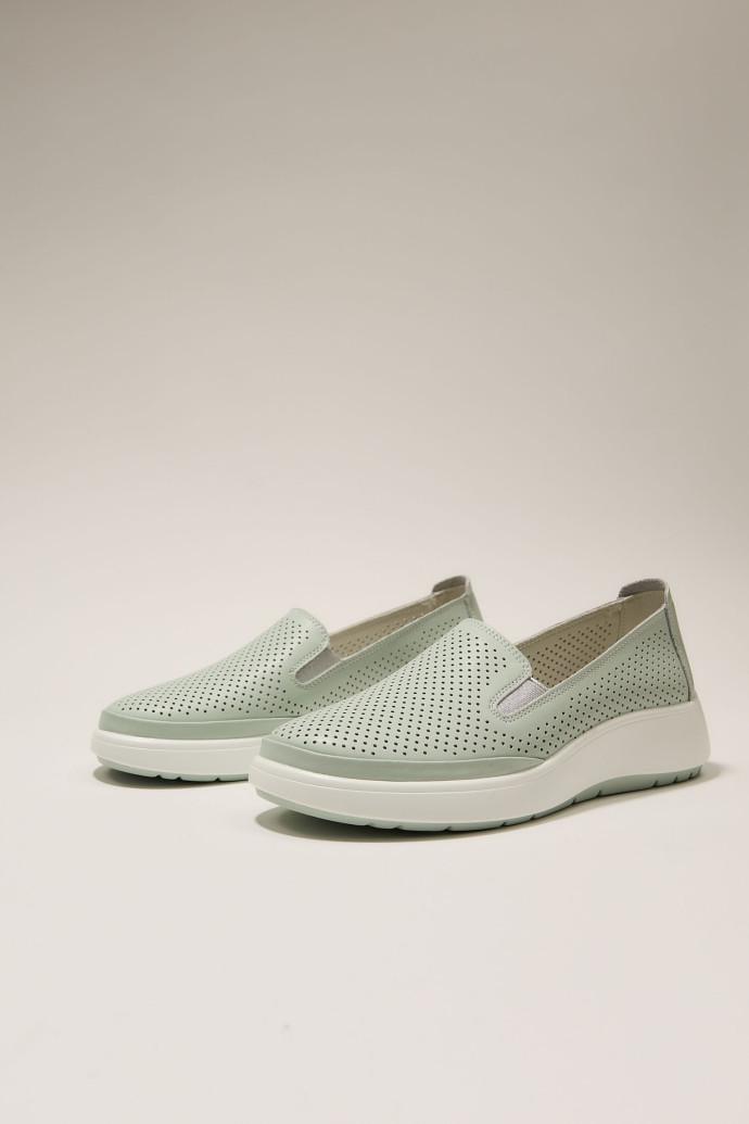 Мокасины женские ALLSY кожаные р. 37 Зеленый (195231)